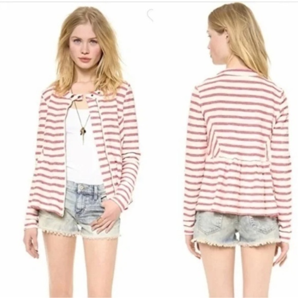Free People striped peplum jacket size small
